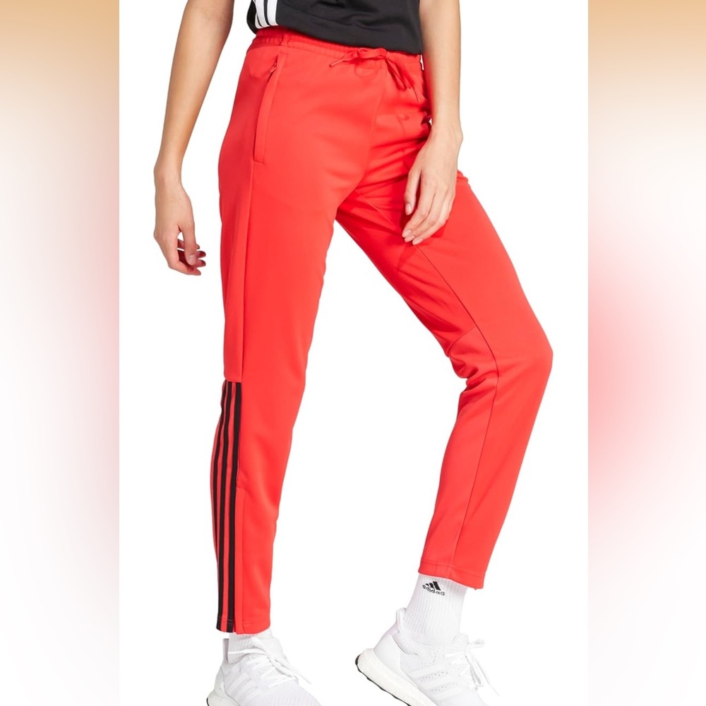 NWT Adidas Womens Sereno Cut 3-Stripes Slim Tapered Pants Gym athletic Red Large